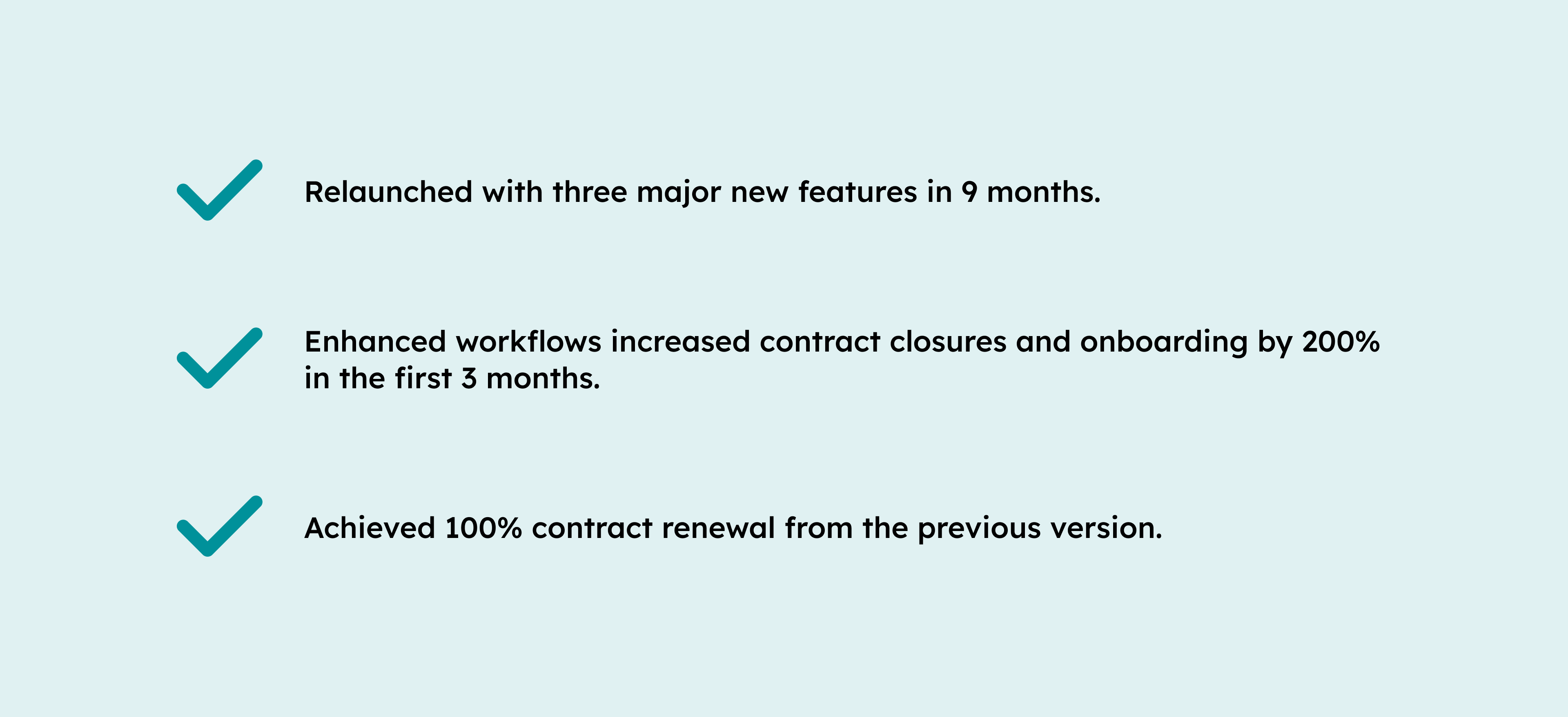 three points of impact, the portal was launched in 9 months, with a 200% increase in contract closure and onboarding, as well as a 100% contract renewal from the previous version.